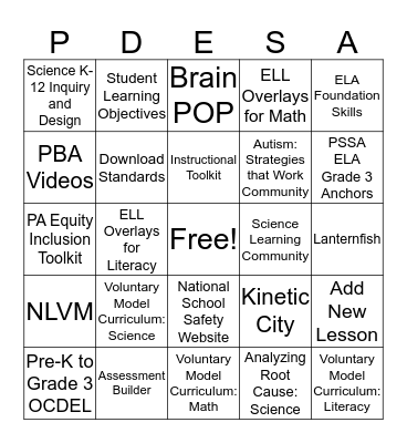 PDE SAS BINGO Card