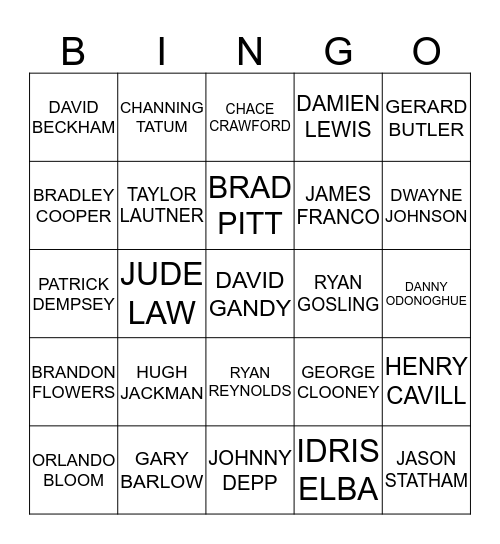 HOT HUNKS Bingo Card