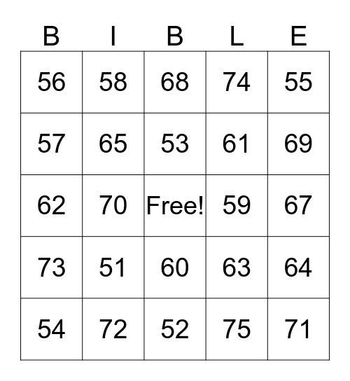 Bible Bingo Card