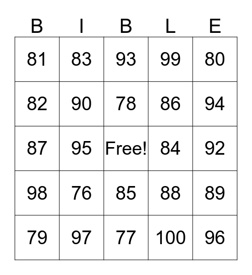 Bible Bingo Card