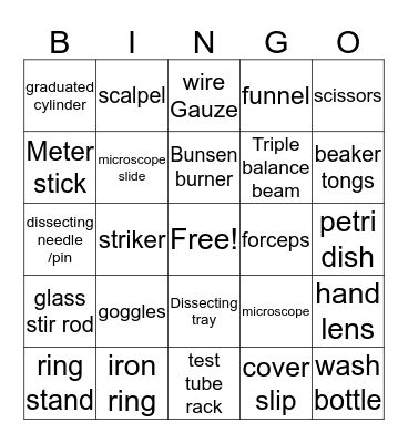 Science bingo Card