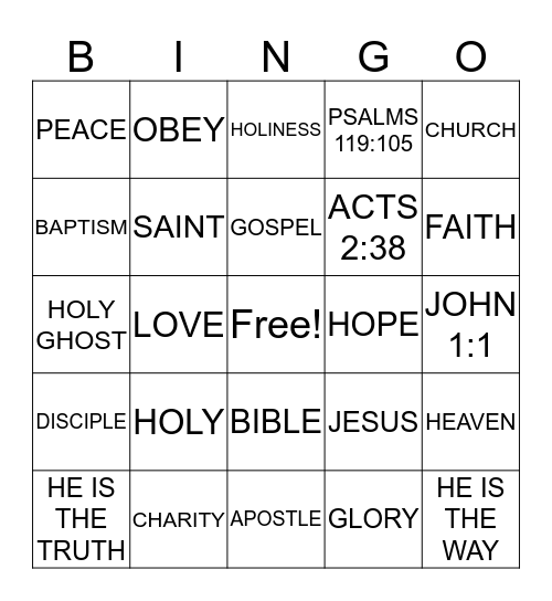 HOPE YOUTH Bingo Card