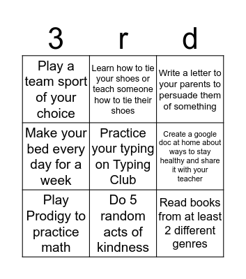 Homework Week 2 Bingo Card