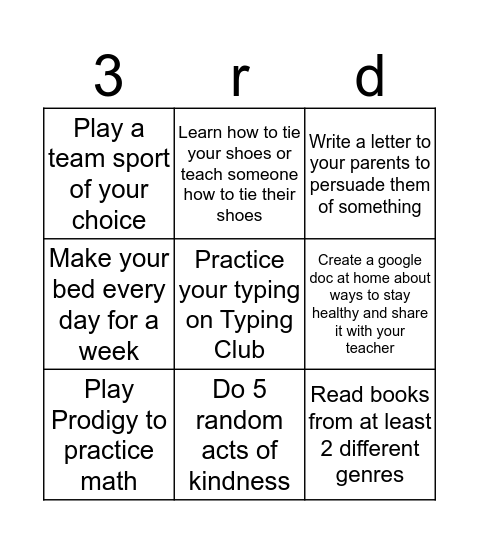 Homework Week 2 Bingo Card