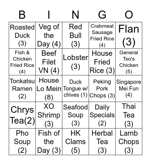 Greeter Contest 9/1-9/7 Bingo Card