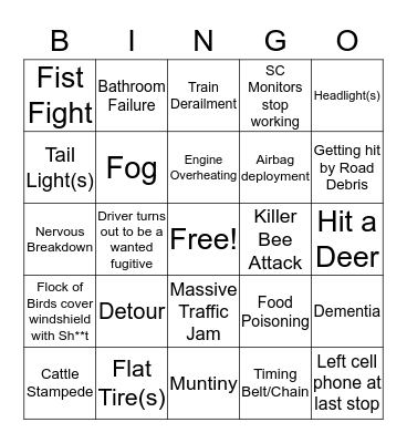 JPSS-1 Road Trip Bingo Card