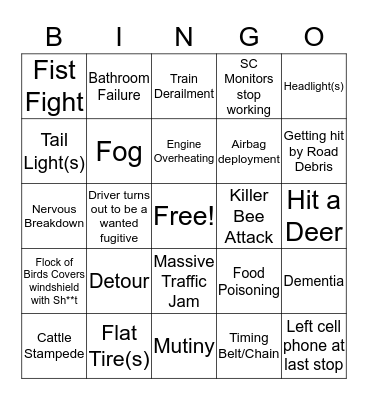 JPSS-1 Road Trip Bingo Card