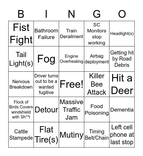 JPSS-1 Road Trip Bingo Card