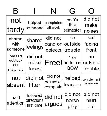 Social Response Bingo Card