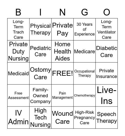 Anchor Home Health Care Bingo Card