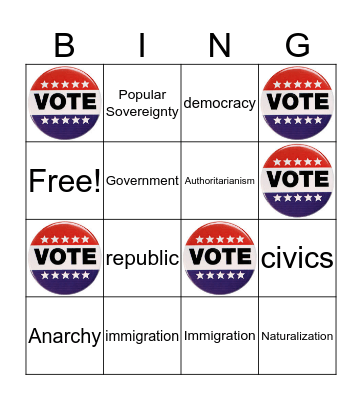 Vocabulary  Bingo Card