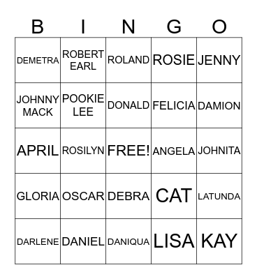 BROWN FAMILY PICNIC 2013 Bingo Card