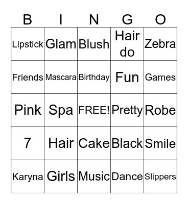 Karyna's Birthday Bingo Card