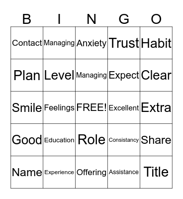 AIDET Introduce Bingo Card