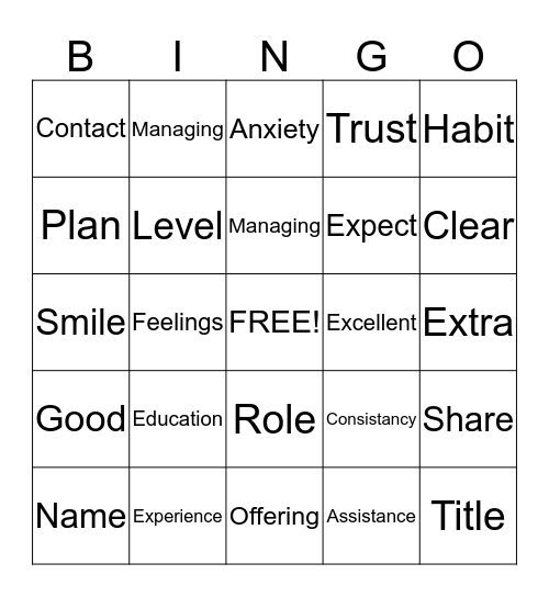AIDET Introduce Bingo Card