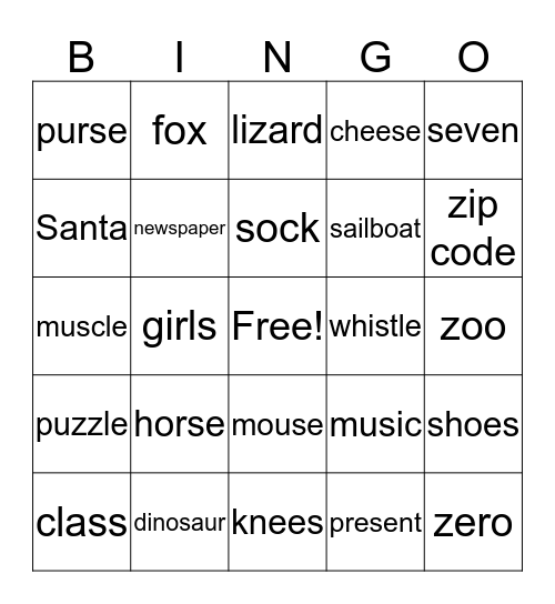 /s/ /z/ Bingo Card