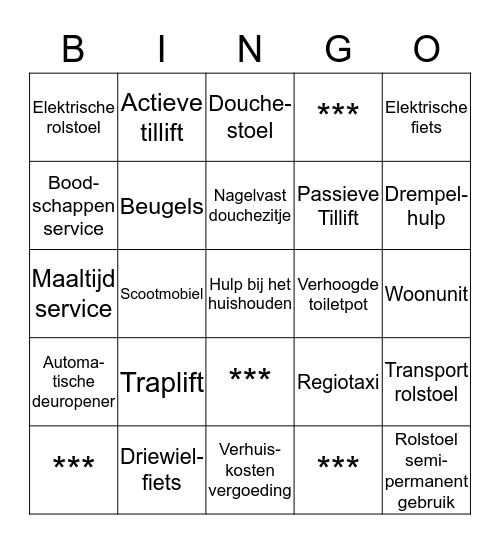 VOORZIENINGENBINGO Card