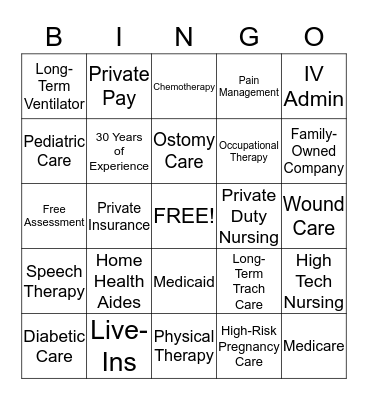 Anchor Home Health Care Bingo Card