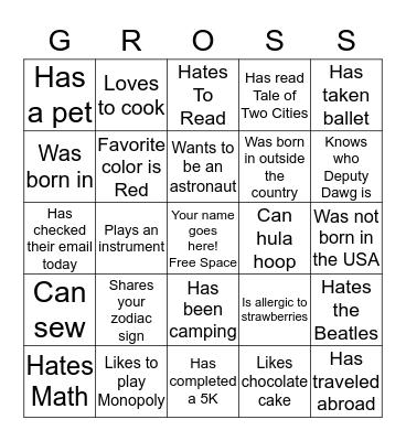 Find someone who Bingo Card