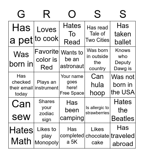 Find someone who Bingo Card