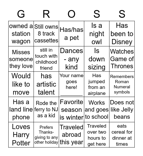 Reunion  Bingo Card