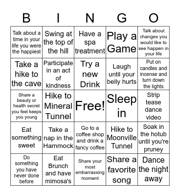 Girls Weekend Bingo Card