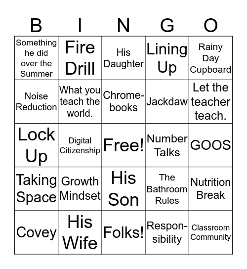 When Mr. Frey Mentions.... Bingo Card