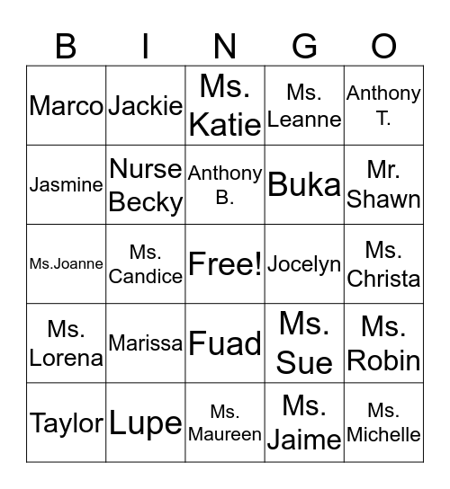 Friend Bingo Card