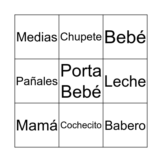 Baby Shower de Jazmín Bingo Card