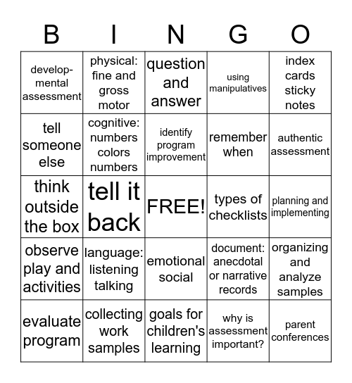 Back to School: "Look What I Did" Bingo Card