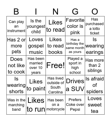 PTMB Family Bingo Card