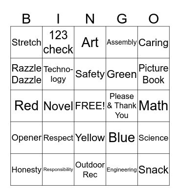 STRETCH Bingo Card
