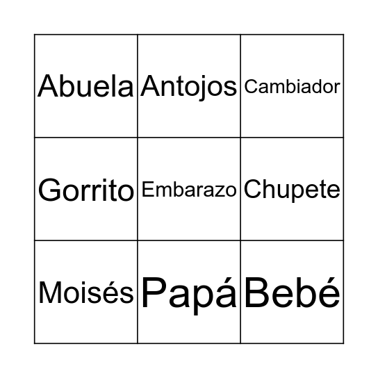 Baby Shower de Jazmín Bingo Card