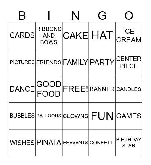 HAPPY BIRTHDAY BINGO  Bingo Card