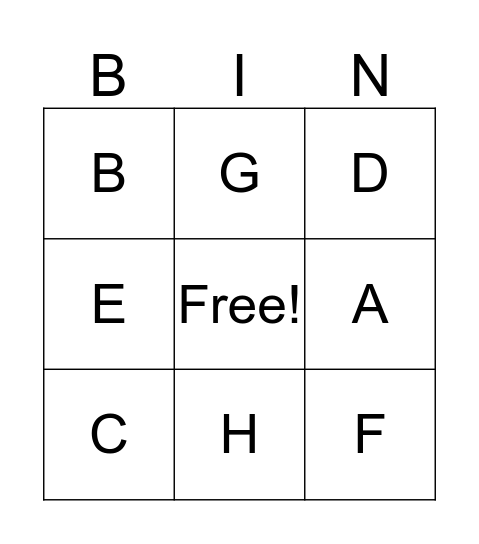 ABC Bingo Card