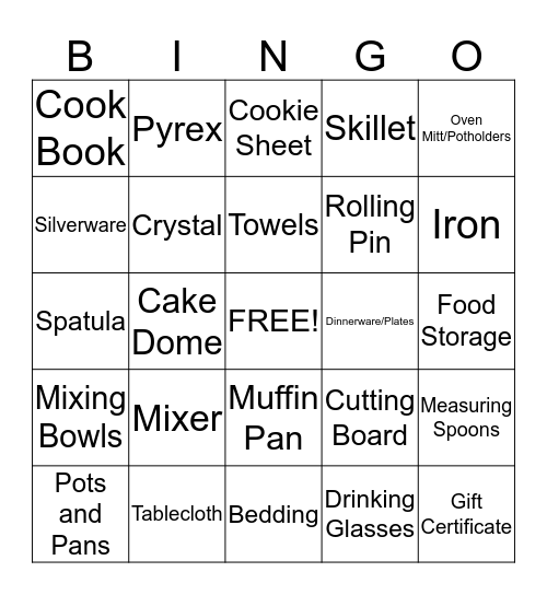 Bridal Bingo Card