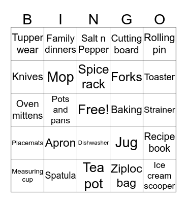 Bridal Shower Bingo Card