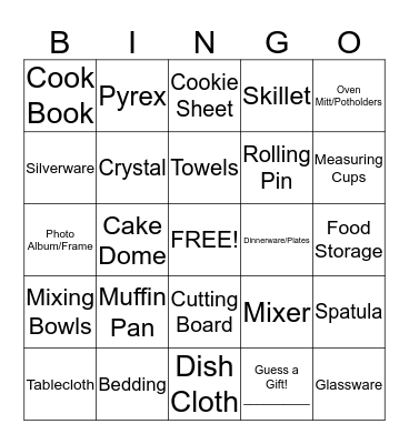 Bridal Bingo Card