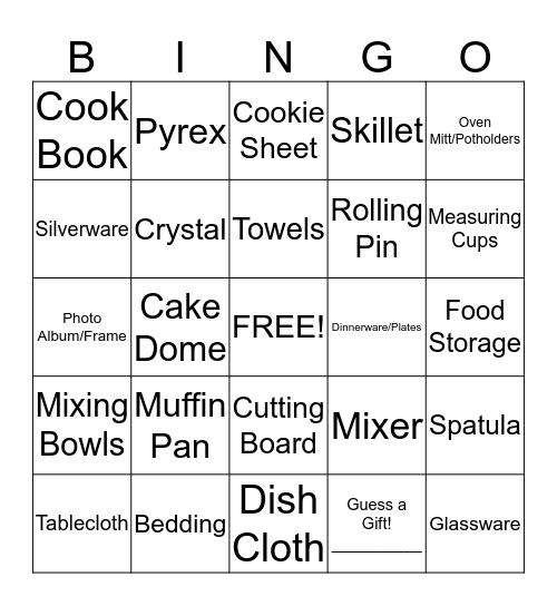 Bridal Bingo Card