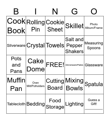 Bridal Bingo Card