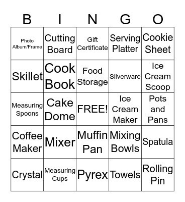 Bridal Bingo Card