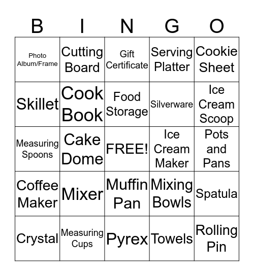 Bridal Bingo Card