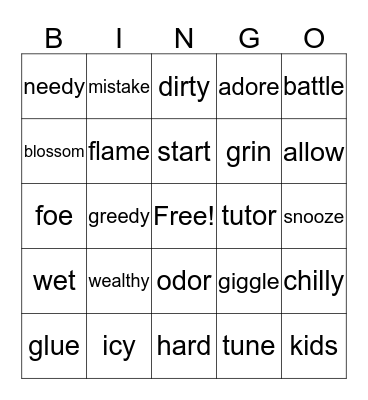 Synonym Bingo - Level 3 (words that mean almost the same) Bingo Card