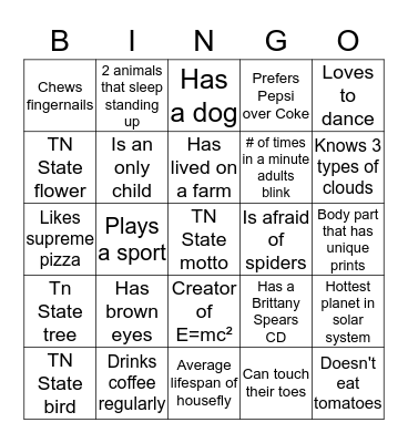 Science Icebreaker  Bingo Card