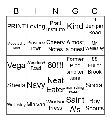Dad/Poppa is 80!!!! Bingo Card