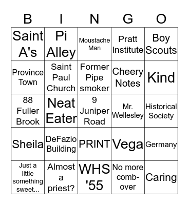 Dad/Poppa is 80!!!! Bingo Card