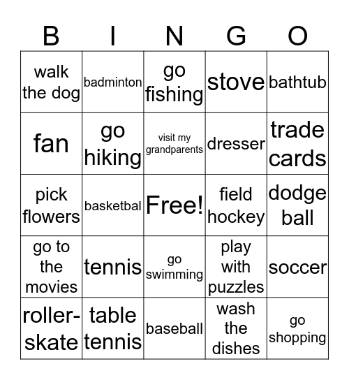 review Bingo Card