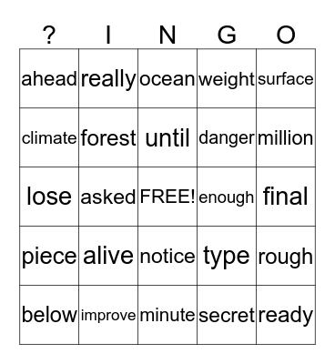 Bingo Card