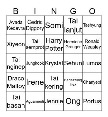 TAYA! Bingo Card