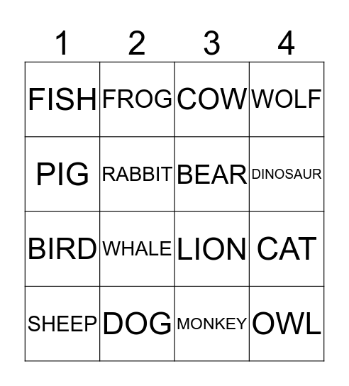 Act it Out! Bingo Card